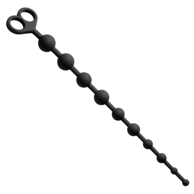 Long Black Anal Beads with Safe Pull Ring
