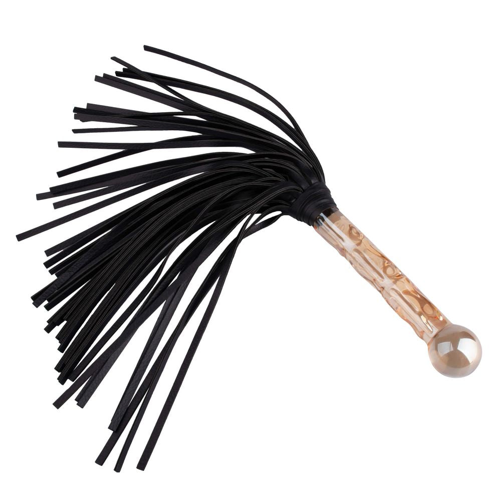Pleasure Leather Whip with Glass Ball Tip
