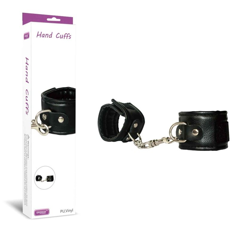 BLACK LEATHER CUFFS BDSM BONDAGE MANUFACTURER EROKAY