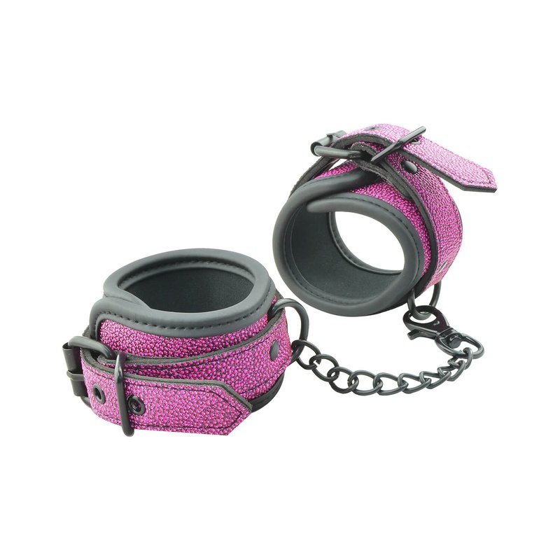 PINK SPARKLE WRIST CUFFS BDSM BONDAGE MANUFACTURER EROKAY